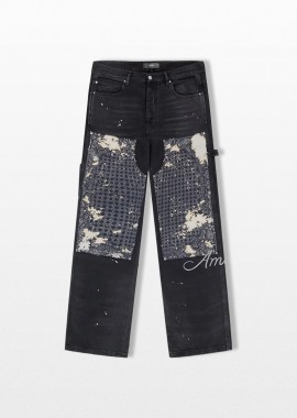 AMIRI - AMIRI Ανδρικό Μαύρο Bleach Bandana Carpenter Jean