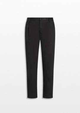 DOLCE&GABBANA - DOLCE&GABBANA Ανδρικό Μαύρο Trousers with Double Darts