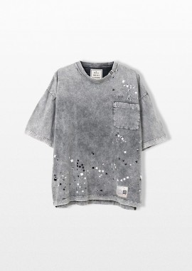 MAISON MIHARA YASUHIRO - MAISON MIHARA YASUHIRO Ανδρικό Γκρι Bleached T-shirt