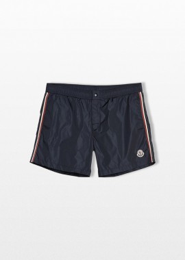 MONCLER Ανδρικό Μπλε Logo Patch Swim Shorts