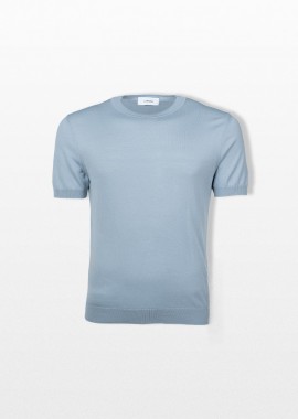 LARDINI - LARDINI Ανδρικό Μπλε Crew Neck T-Shirt