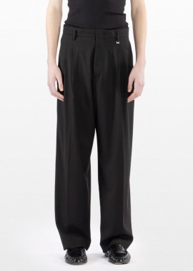 I'M BRIAN - I'M BRIAN Ανδρικό Μαύρο Wide Leg Trousers with Pleats