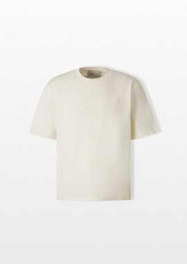 AMI PARIS - AMI PARIS Ανδρικό Λευκό Embossed Ami De Coeur T-Shirt