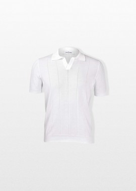 GRAN SASSO Ανδρικό Λευκό Ribbed Polo Shirt