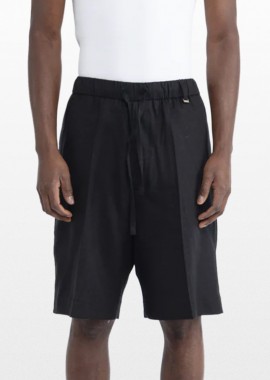 I'M BRIAN Ανδρικό Μαύρο Linen Drawstring Bermuda Shorts