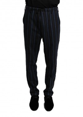 BEAUCOUP Ανδρικό Μπλε Buckled Belt Trousers