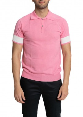 HOSIO Ανδρικό Ροζ Two Button Polo T-Shirt