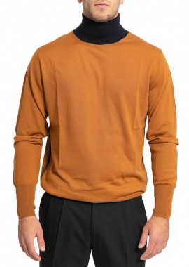 HOSIO - HOSIO Ανδρικό Καφέ Ribbed High-Neck Jumper