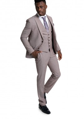 SARTORIA MONK Ανδρικό Κόκκινο Houndstooth Print Three-Piece Suit