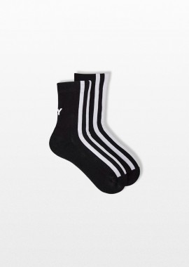 Y-3 - Y-3 Ανδρικό Μαύρο Stripes Socks