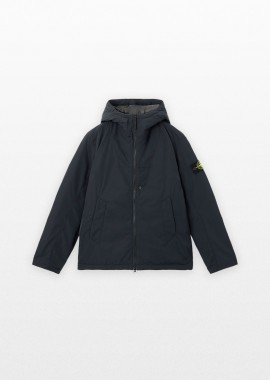 STONE ISLAND - STONE ISLAND Ανδρικό Μαύρο Micro Twill Padded Hooded Jacket with Anti-Drop and Snap Pockets