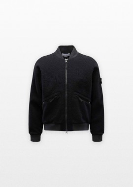 STONE ISLAND - STONE ISLAND Ανδρικό Μαύρο Panno Ratinato Bomber Jacket with Anti-Drop and Pockets