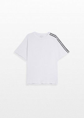 Y-3 Ανδρικό Λευκό Raw Edge 3 Stripes T-Shirt