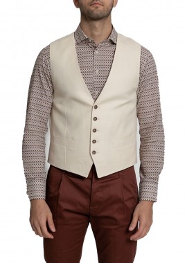 SARTORIA MONK - SARTORIA MONK Ανδρικό Μπεζ Ecru Waistcoat Jacket
