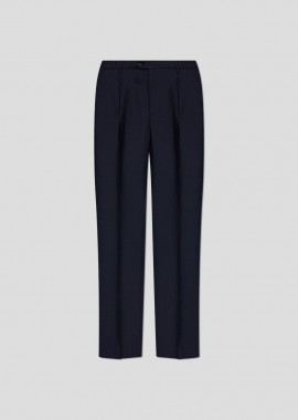 ETRO - ETRO Ανδρικό Μπλε Navy Blue Wool Pleated Trousers
