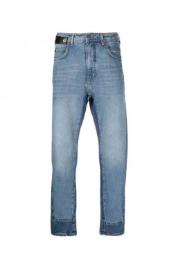 NEIL BARRETT Ανδρικό Μπλε Two Tone Straight Leg Jeans