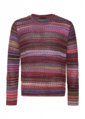 PASINI - PASINI Ανδρικό Πολύχρωμο Multicolor Ribbed Knit Sweater