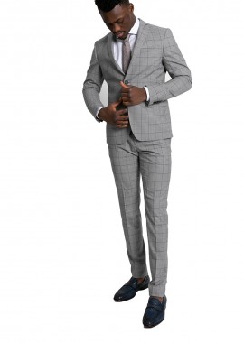 PAL ZILERI - PAL ZILERI Ανδρικό Γκρι Checked Two-Piece Suit-Grey