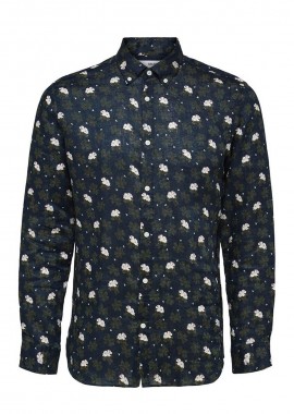 SELECTED HOMME Ανδρικό Πολύχρωμο Button-Down Formal Linen Shirt