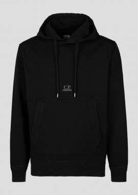 C.P. COMPANY Ανδρικό Μαύρο Cotton Fleece Logo Hoodie
