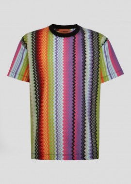 MISSONI - MISSONI Ανδρικό Πολύχρωμο Multicoloured Vertical T-Shirt