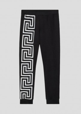 VERSACE - VERSACE Ανδρικό Μαύρο Greca Print Sweatpants