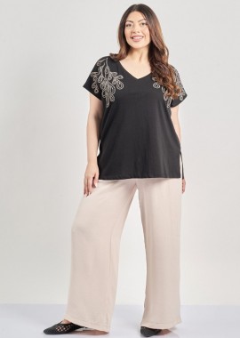 Αέρινη παντελόνα washed ανάγλυφο