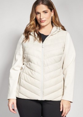 Καπιτονέ μπουφάν με κουκούλα και ελαστικά μανίκια