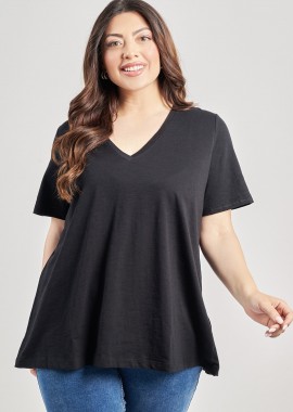 Basic μπλούζα βαμβακερή με V