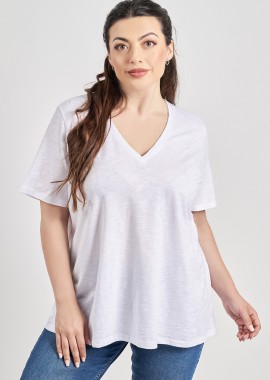 Basic μπλούζα βαμβακερή με V