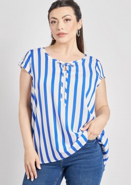 Εμπριμέ μπλούζα βισκόζη με δέσιμο