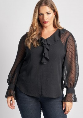 Μπλούζα από chiffon με βολάν