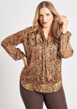 Μπλούζα chiffon φλοράλ με δέσιμο