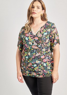 Μπλούζα εμπριμέ από ρεγιόν