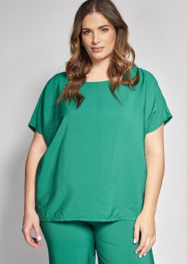 Μπλούζα κοντομάνικη σε όψη λινού