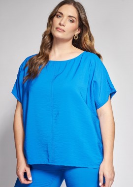 Μπλούζα κοντομάνικη σε όψη λινού