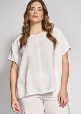 Μπλούζα κοντομάνικη σε όψη λινού
