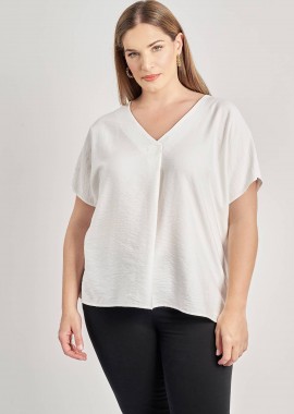 Μπλούζα με κουφόπιετα όψη λινό