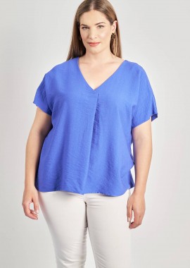 Μπλούζα με κουφόπιετα όψη λινό