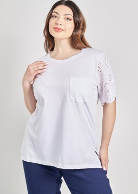 Μπλούζα με μπροντερί μανίκια