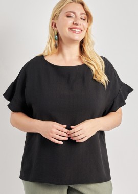 Μπλούζα ρεγιόν όψη λινό