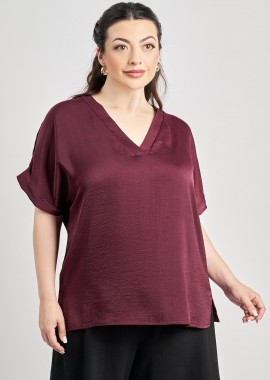 Μπλούζα σατινέ με V