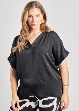 Μπλούζα σατινέ με V λαιμόκοψη