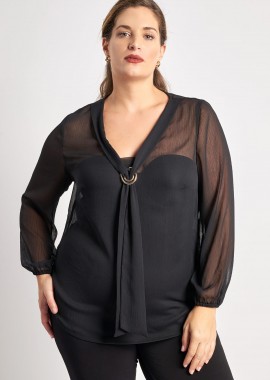 Μπλούζα σιφόν με διακόσμηση