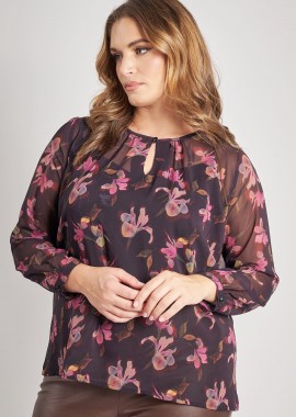 Μπλούζα σιφόν με φλοράλ τύπωμα