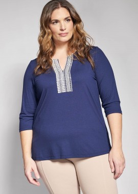 Μπλούζα βισκόζ με τρέσα στο V