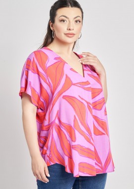 Μπλούζα βισκόζη εμπριμέ με πιέτα