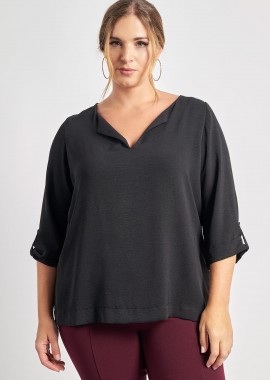 Μπλούζα washed με γυριστά μανίκια