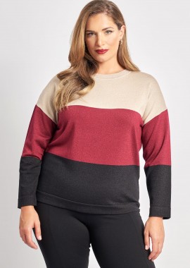 Πλεκτή μπλούζα ριγέ με lurex