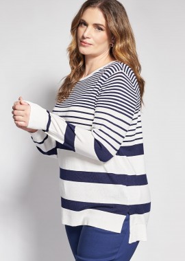 Πλεκτή μπλούζα ριγέ σε συνδυασμό